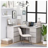  Kotna pisalna miza betonsko siva 145x100x76 cm iverna plošča | Shoptok.si
