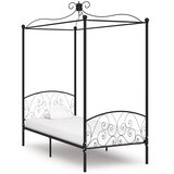  Okvir za krevet s nadstrešnicom crni metalni 100 x 200 cm | shoptok.hr