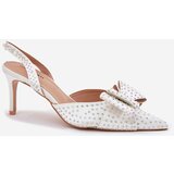 Boto Embellished Heels With Open Back And Bow White Nilandriela | Shoptok.si