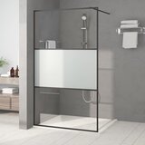 vidaXL Pregrada za tuš črna 115x195 cm delno motno ESG steklo Cene
