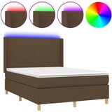  Krevet box spring s madracem LED tamnosmeđi 140x190 cm tkanina | shoptok.hr