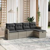 Maison Chic Seti vrtnega pohištva - Vrtna garnitura - Vrtni pohištvo set 5-delna z blazinami siv poli ratan, (21819835) | Shoptok.si