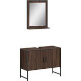  The Living Store Komplet kopalniških omaric 2-delni rjavi hrast inženirski les - Komplet Kopalniškega Pohištva, (21499278) | Shoptok.si