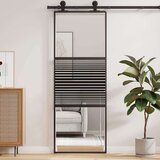 vidaXL Drsna vrata Črna 76 x 205 cm Kaljeno steklo in aluminij | Shoptok.si