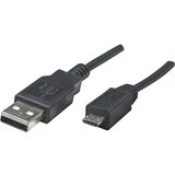 Manhattan USB 2.0 priključni kabel [1x muški konektor USB 2.0 tipa a - 1x muški konektor USB 2.0 tipa micro-B] 1.80 m crna UL certificiran USB kabel USB 2.0 USB-A utikač, USB-Micro-B utikač 1.80 m crna UL certificiran 307178-CG | shoptok.hr