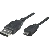 Manhattan USB 2.0 priključni kabel [1x muški konektor USB 2.0 tipa a - 1x muški konektor USB 2.0 tipa micro-B] 1.80 m crna UL certificiran USB kabel USB 2.0 USB-A utikač, USB-Micro-B utikač 1.80 m crna UL certificiran 307178-CG