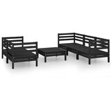 Maison Chic Seti vrtnega pohištva - Vrtna garnitura - Vrtni pohištvo set 6-delna črna trdna borovina, (21819768) | Shoptok.si