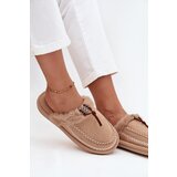 Boto Women's slippers with fur and embroidery Beige Perivelle | Shoptok.si