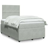 vidaXL Box spring postelja z vzmetnico svetlo siva 120x190 cm žamet | Shoptok.si