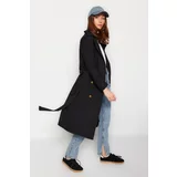 Trendyol Black Belted Button Closure Trench Coat TWOAW24TR00063