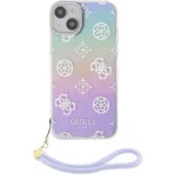 maska hc pc tpu iridescent glitter pattern peony cordstrap za iphone 15 6.1 ljubicasta