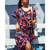 Resti Navy blue women's dress with colorful floral pattern | Eponuda.ba