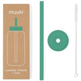 Muuki Silikonska slamica s čistilno krtačko/s pokrovom Frosted Green – Cene