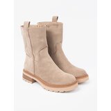 Shelvt Minimalist beige ankle boots made of soft suede | ePonuda.com