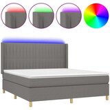  Box spring postelja z vzmetnico LED temno siva 160x200 cm blago, (20937219) | Shoptok.si