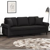 vidaXL Kavč trosed z okrasnimi blazinami črn 180 cm žamet Cene