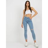 Fashion Hunters Women's blue jeans fitted fit Cene