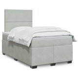 vidaXL Box spring postelja z vzmetnico svetlo siva 120x190 cm žamet Cene