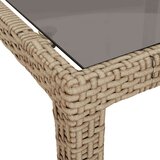  Vrtna miza bež 190x90x75 cm kaljeno steklo in poli ratan, (20665442) | Shoptok.si