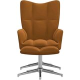  Stolica za opuštanje s osloncem za noge smeđa baršunasta - Smeđa 2 Sa naslonom za noge | shoptok.hr