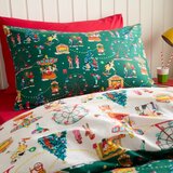 Belle & Boo Zelena bombažna otroška posteljnina za zakonsko posteljo 200x200 cm Christmas Fairground – | Shoptok.si