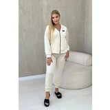Kesi Velour set sweatshirt + trousers light beige Cene