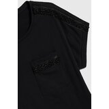 Marisse Cotton T-Shirt Decorated With Beads, Black | ePonuda.com