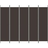 Sobna pregrada s 5 panela smeđa 250 x 200 cm od tkanine | shoptok.hr