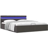 Maison Chic Dvižni Posteljni okvir - Dvoposteljna postelja - Zakonska postelja LED temno sivo blago 180x200 cm, (21695400) | Shoptok.si
