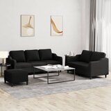 vidaXL Sedežna garnitura z blazinami 3-delna črno blago | Shoptok.si