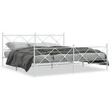 Metalni okvir kreveta uzglavlje i podnožje bijeli 193x203 cm | shoptok.hr