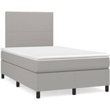 vidaXL Box spring postelja z vzmetnico LED sv. siva 120x190 cm blago Cene