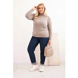 Kesi Włoski Plus Size women's sweater made of viscose in a classic cut fango | Shoptok.si