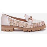 Laura Messi Ladies Leather Moccasins With Golden Detail Light Beige 2938 | Shoptok.si