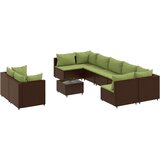  10-dijelni set vrtnih sofa od poliratana s jastucima smeđi | shoptok.hr