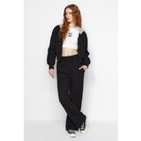 Trendyol Black Wide Leg Ribbed High Waist Knitted Sweatpants | shoptok.hr