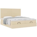  Otomanski okvir kreveta s madracima krem 200x200cm od tkanine | shoptok.hr
