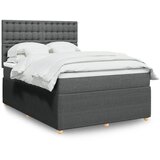 vidaXL Box spring postelja z vzmetnico temno siva 140x200 cm blago | Shoptok.si