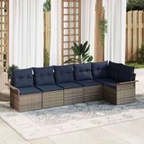  Vrtna sedežna garnitura z blazino 6 pcs Siva Poly ratan, (5000021800) | Shoptok.si