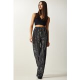 Happiness İstanbul Women's Gray Sequined Palazzo Trousers Cene