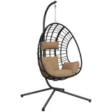 vidaXL Viseči stol jajček s stojalom taupe ratan in jeklo, (21814845)