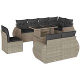 vidaXL Vrtna sedežna garnitura 9-delna z blazinami sv. siv poli ratan | Shoptok.si