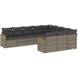  10-dijelni set vrtnih sofa od poliratana s jastucima sivi | shoptok.hr
