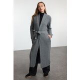 Trendyol Anthracite Wide Pattern Maxi Coat Look Knitwear Cardigan | ePonuda.com