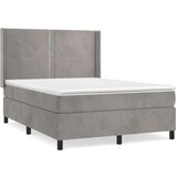 vidaXL Krevet s oprugama i madracem svjetlosivi 140x190 cm baršunasti | shoptok.hr