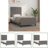The Living Store Posteljni okvir z vzglavjem siv 100x200 cm umetno usnje - Posteljni Okvir Z Vzglavjem, (21737342) | Shoptok.si
