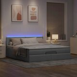 vidaXL Otomanski posteljni okvir z vzmetnico siv 180x200 cm blago Cene