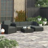 Poli 6-dijelna vrtna garnitura od poliratana s jastucima crna | shoptok.hr