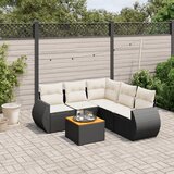  6-dijelni set vrtnih sofa s jastucima crni od poliratana | shoptok.hr
