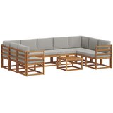  Set vanjskih sofa s jastukom 10 pcs Prirodna i svijetlo siva | shoptok.hr